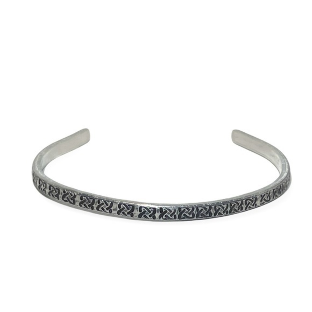 Bracelet handmade‎ stamped Celtic Knot delicate stackable adjustable cuff